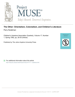 The Other: Orientalism, Colonialism, and Children`s Literature