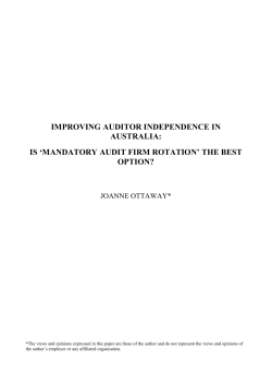 IMPROVING AUDITOR INDEPENDENCE IN AUSTRALIA: IS