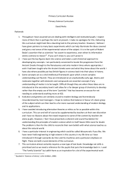 Primary Curriculum Review Primary Science Curriculum David