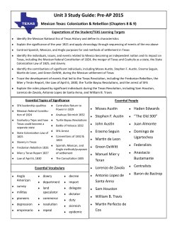 Unit 3 Study Guide: Pre-AP 2015