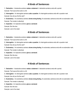 4 Kinds of Sentences 4 Kinds of Sentences 4 Kinds of