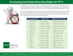 Monthly Data Entry Deadlines