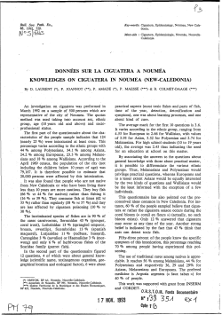 Donn&eacute;es sur la ciguatera &agrave; Noum&eacute;a = Knowledges on ciguatera in
