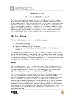 Study Guide &ndash; The Baptism of Jesus