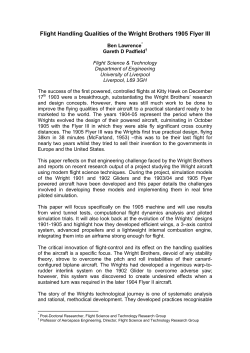 Modelling and Simulation of the Wright Brothers Aircraft \(1901 &ndash;1905\)