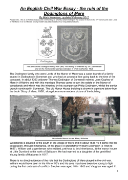 An English Civil War Essay - the ruin of the Dodingtons of Mere