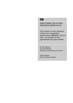 EMPLOYMENT RELATIONS RESEARCH SERIES NO.26 The