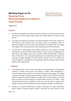 Housing Policy Recommendations to Address Child Poverty