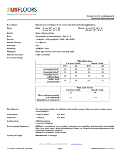 Natural Cork&reg; Underlayment Technical Specifications USFloors