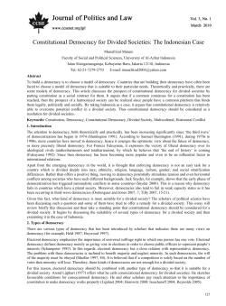 Constitutional Democracy for Divided Societies: The