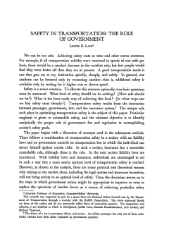 Safey in Transportation: The Role of Government