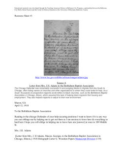 Letter from Mrs. J.H. Adams to the Bethlehem Baptist