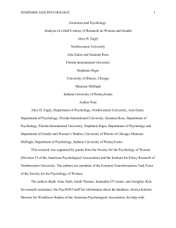 FEMINISM AND PSYCHOLOGY 1 Feminism and