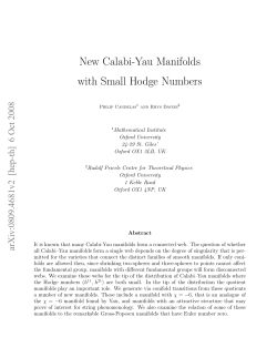 New Calabi-Yau Manifolds with Small Hodge Numbers