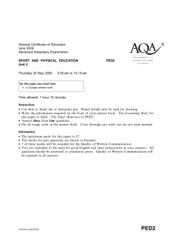 GCE Sport and Physical Education Unit 2 Question Paper June 2006
