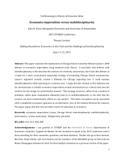 Economics imperialism versus multidisciplinarity