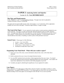 PAPER 2: Analyzing Justice and Injustice Lecture A: Dr. Mark