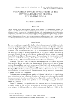 composition factors of quotients of the universal enveloping algebra