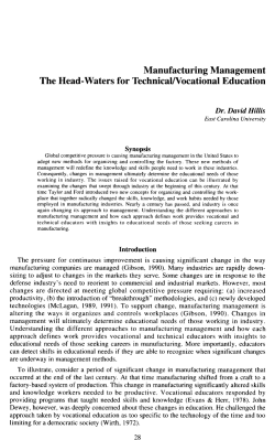 The Head-Waters for Technical/Vocational Education