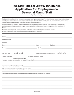 2017 Seasonal Camp Application - Medicine Mountain Scout Ranch