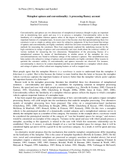Metaphor and Symbol Metaphor aptness and conventionality
