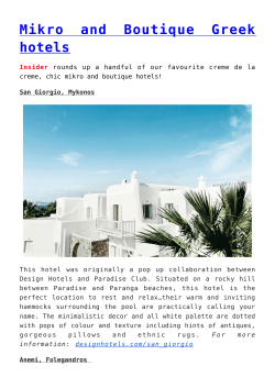 Mikro and Boutique Greek hotels,A Bistro in the City,Refined Casual