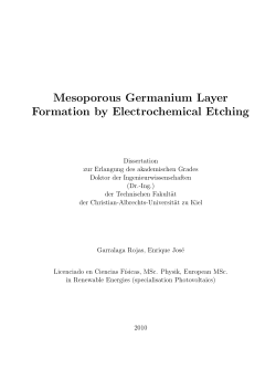 Mesoporous Ge Layer Formation by Electrochemical Etching