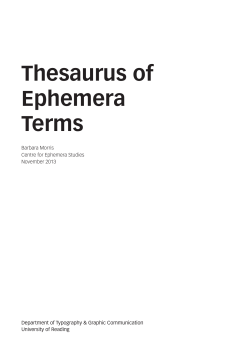 Ephemera Thesaurus - University of Reading Weblogs