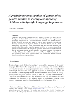 A preliminary investigation of grammatical gender abilities in