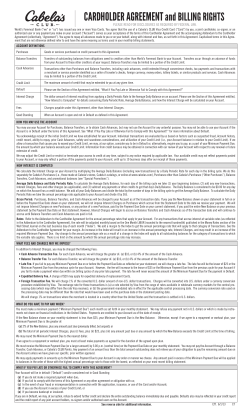CARDHOLDER AGREEMENT and BILLING RIGHTS