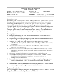 Geology 4024W/L &ndash; Invertebrate Paleontology (with lab)