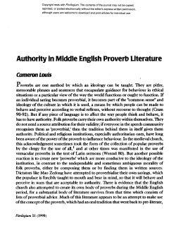 Authority in Middle English Proverb Literature