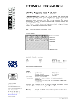 TECHNICAL INFORMATION ORWO Negative Film N 74 plus