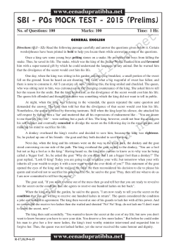 SBI PO`s Model Paper with Key