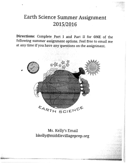 Earth Science Summer Assignment - Middle Village Preparatory
