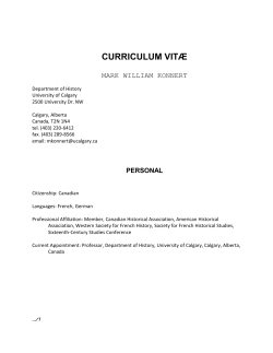 curriculum vit&aelig; - Department of History | University of Calgary