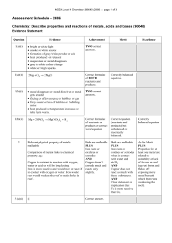 Assessment Schedule &ndash; 2006 Chemistry: Describe properties and