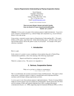 1. Introduction 2. Serious, Cooperative Games