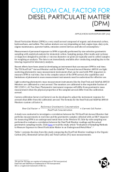 Custom Cal Factor for Diesel Particulate Matter (DPM)