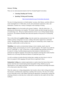 Literacy: Writing There are two interconnected strands in the New