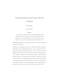 Exposing Medical Pseudo-Science May Be Unethical - Philsci