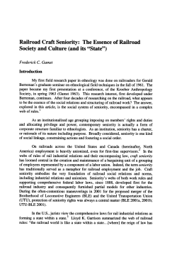 Railroad Craft Seniority - University of California, Berkeley