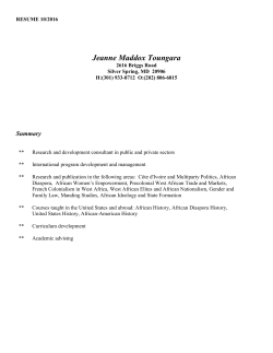 Toungara CV - FY17 - Fulbright Scholar Program