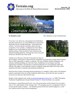 Cultivating Natural and Cultural Landscapes through Conservation