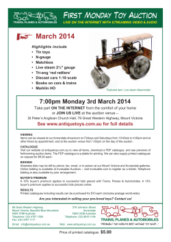 First Monday Toy Auction - March 2014 Catalogue