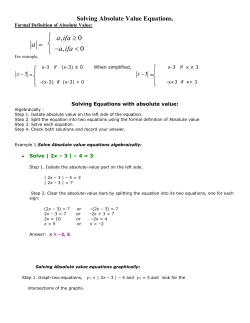 Solving Absolute Value Equations.