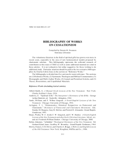 bibliography of works on cessationism