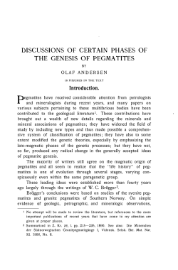 discussions of certain phases of the genesis of pegma tites