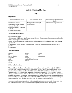 Unit 5: Closing The Sale Day 1