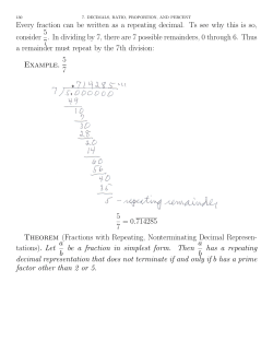 Every fraction can be written as a repeating decimal. Ts see why this